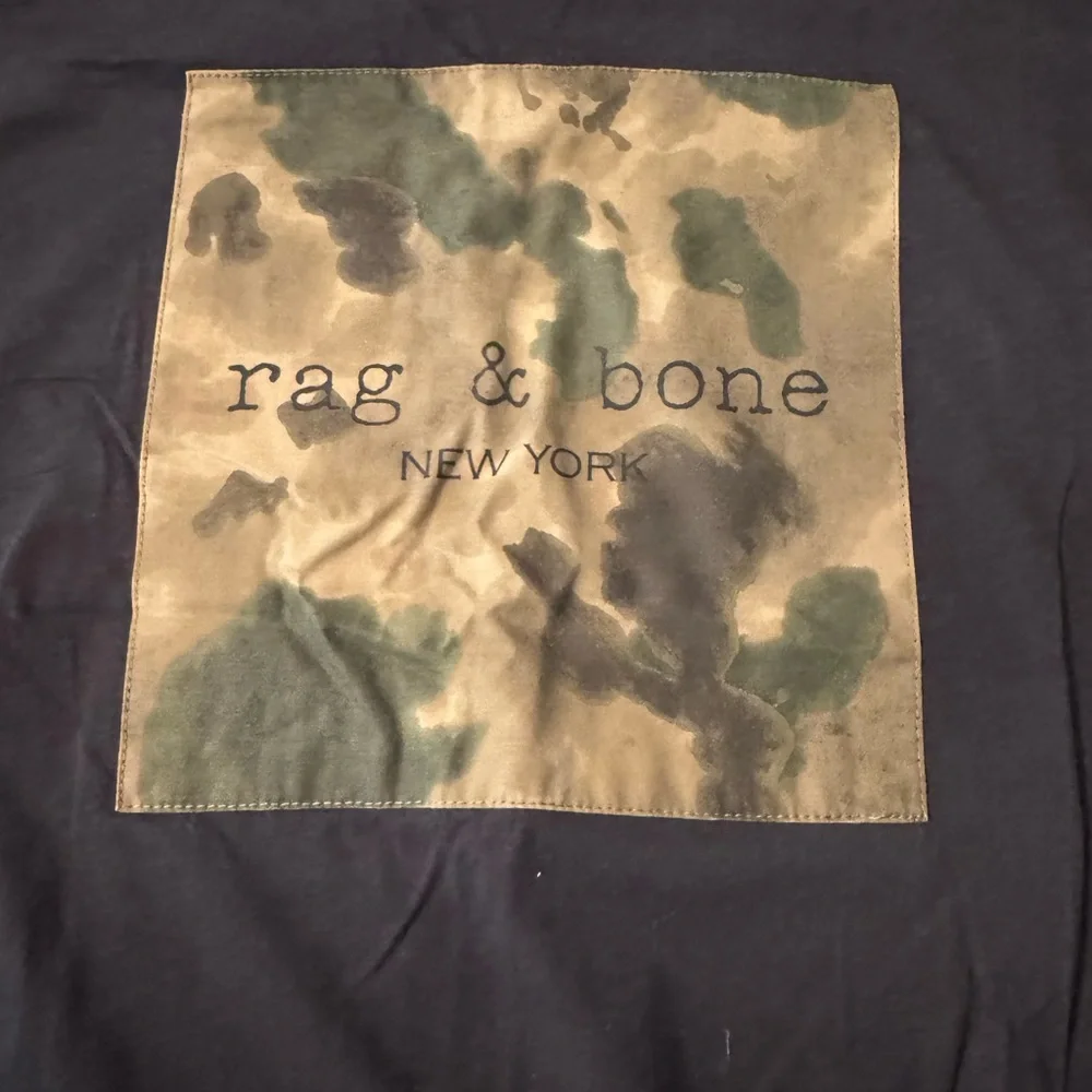 Rag & Bone Black and Green Camo Logo Short Sleeve Tee - Picture 2 of 3